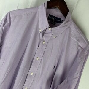 Ralph Lauren Yarmouth Long Sleeve‎ Men Shirt 16 1/2 36/37 Purple Pin Check